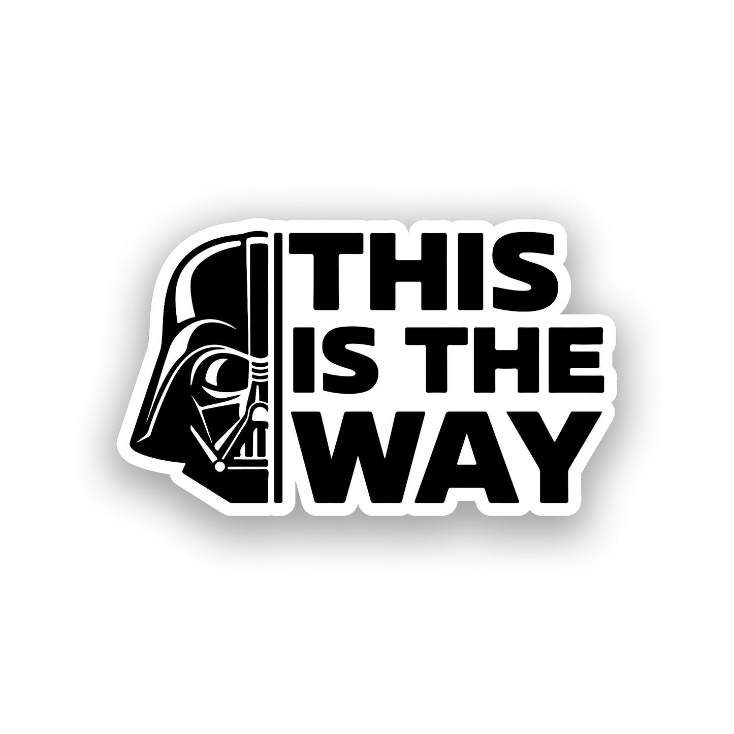 Sci fi Vader inspired car badge with engraved quote style typography and helmet design