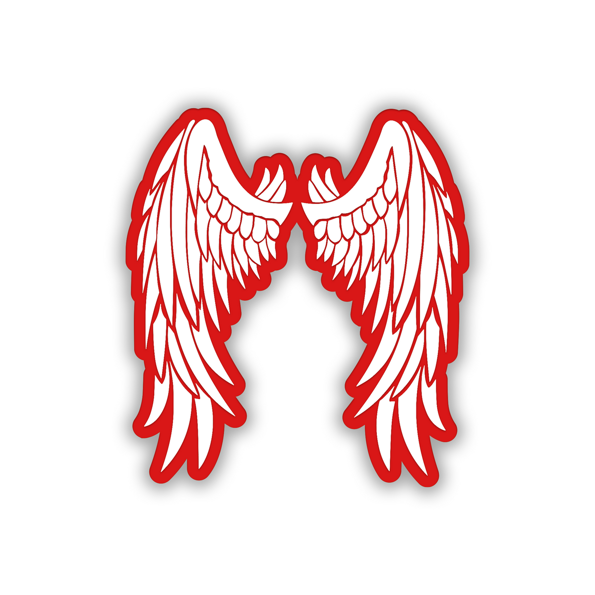 Engraved angel wings vehicle emblem for fender, body panel or exterior decoration.