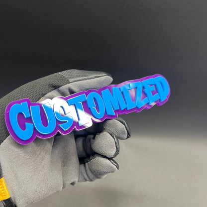 Personalized name car emblem made in graffiti font style