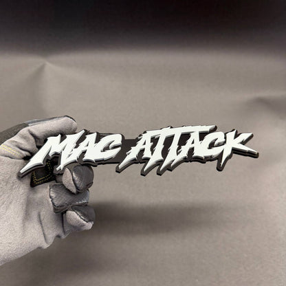 Custom text car emblem sharp font exterior badge for Ford F-150, Chevrolet Silverado and RAM trucks