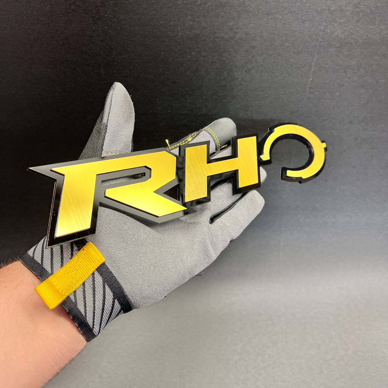Cyber Rhino decorative car badge with bold performance inspired design