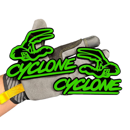 Custom Cyclone auto fender emblem in gray and black for vehicle exterior decoration