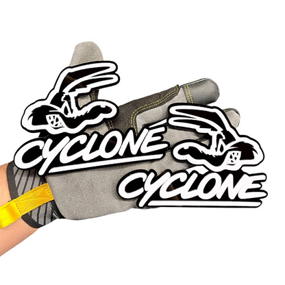 Cyclone road runner style automotive emblem for custom car and truck exterior styling.