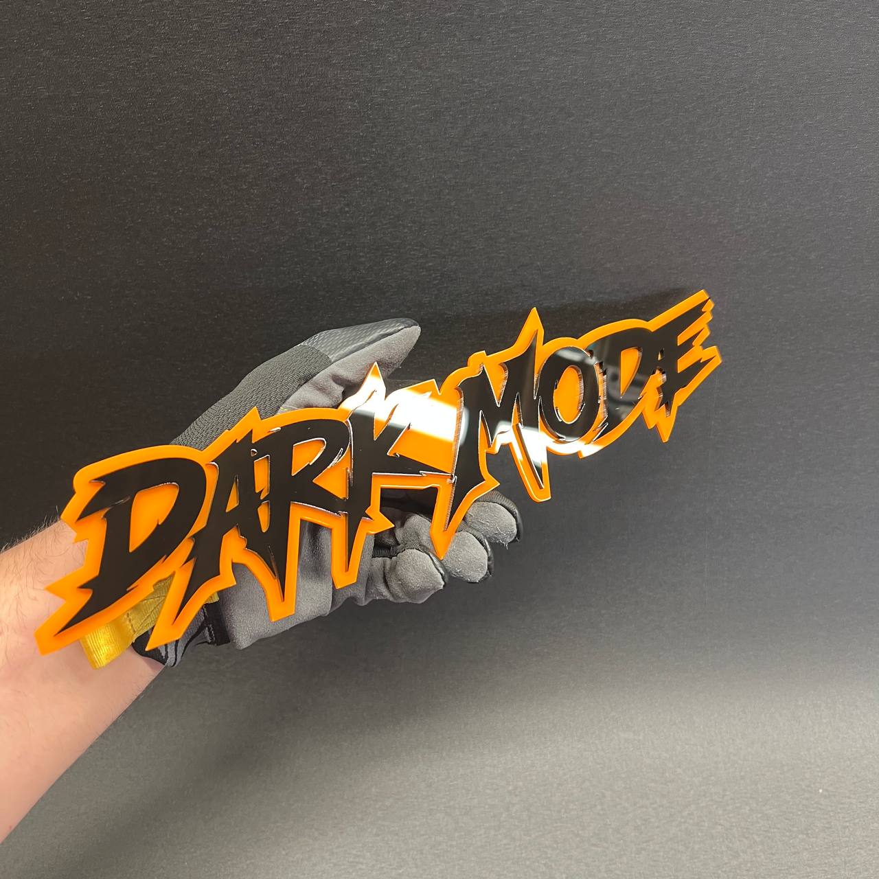 Black and orange DARK MODE personalized vehicle emblem decal