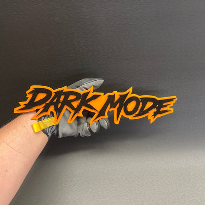 DARK MODE laser cut acrylic car badge for performance vehicle styling