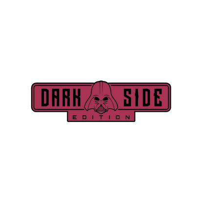 Engraved Dark Side Edition car fender emblem with detailed helmet graphic
