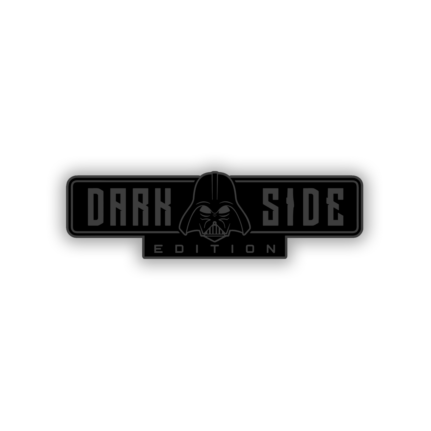 Dark Side Edition automotive exterior emblem with brushed finish and engraved detailing