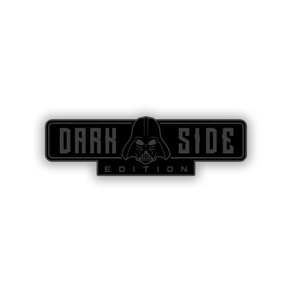 Dark Side Edition automotive exterior emblem with brushed finish and engraved detailing