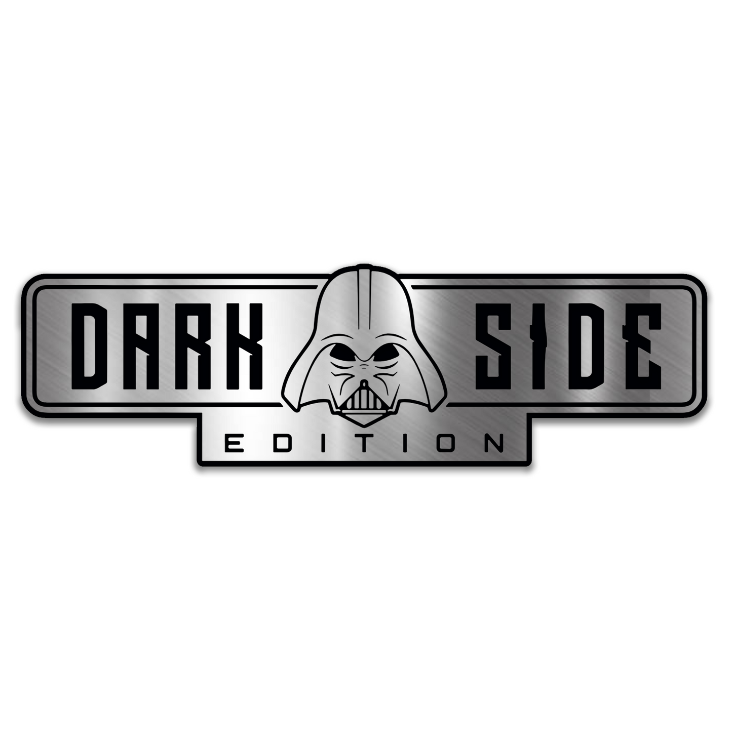 Dark Side Edition engraved car badge emblem with brushed silver finish and black design