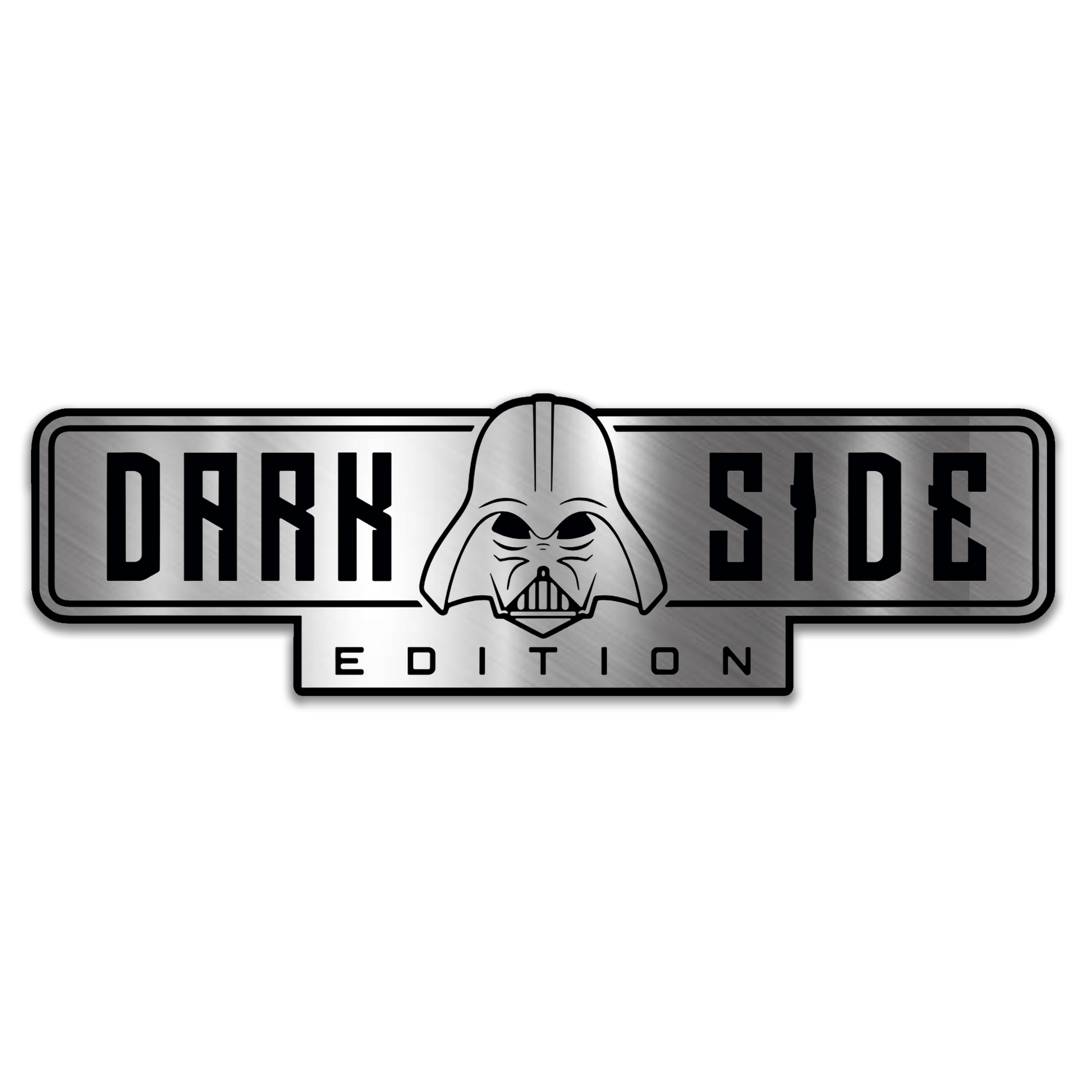 Dark Side Edition engraved car badge emblem with brushed silver finish and black design