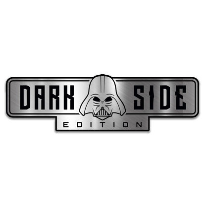 Dark Side Edition engraved car badge emblem with brushed silver finish and black design