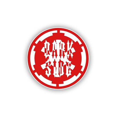 Engraved Dark Side vehicle emblem with gothic lettering