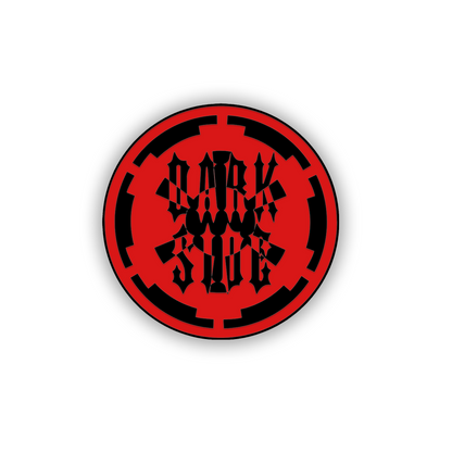 Engraved Dark Side vehicle emblem with gothic lettering