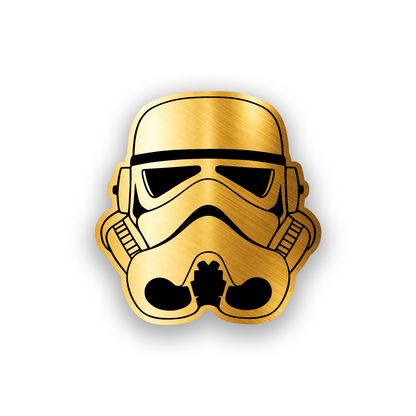 Custom sci fi helmet car emblem with detailed engraved automotive artwork