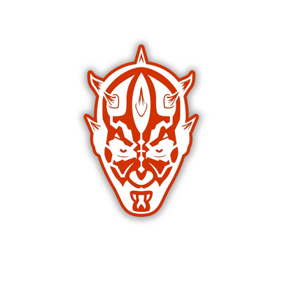 Decorative Darth Maul truck emblem with sharp horns and detailed engraving