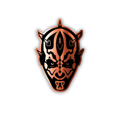 Darth Maul-inspired vehicle emblem with precision laser-engraved details