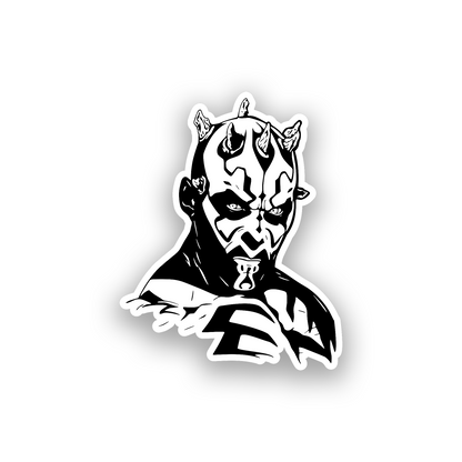 Custom vehicle badge with Darth Maul inspired character artwork for automotive personalization