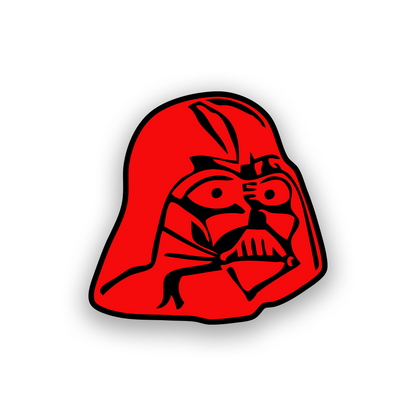 Sith Lord inspired car badge with detailed engraved sci fi helmet design