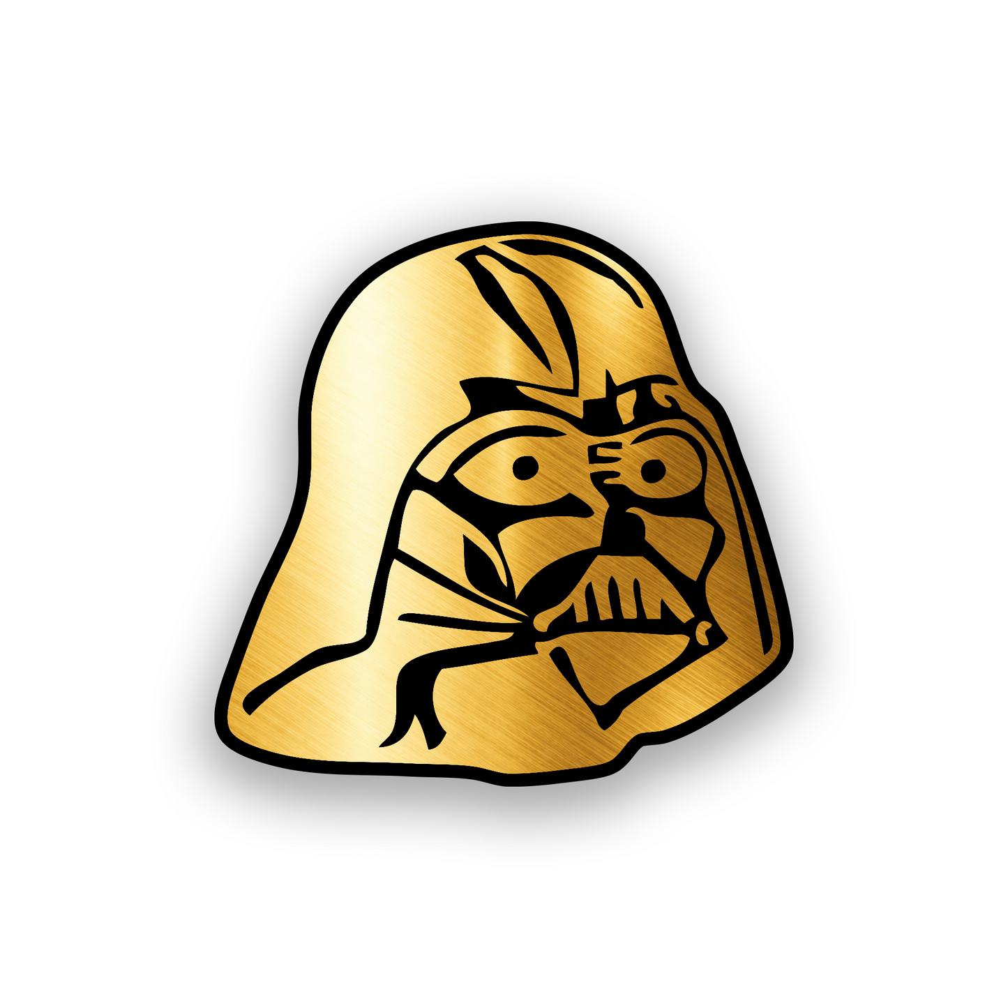Star Wars style helmet automotive badge with clean engraved futuristic design