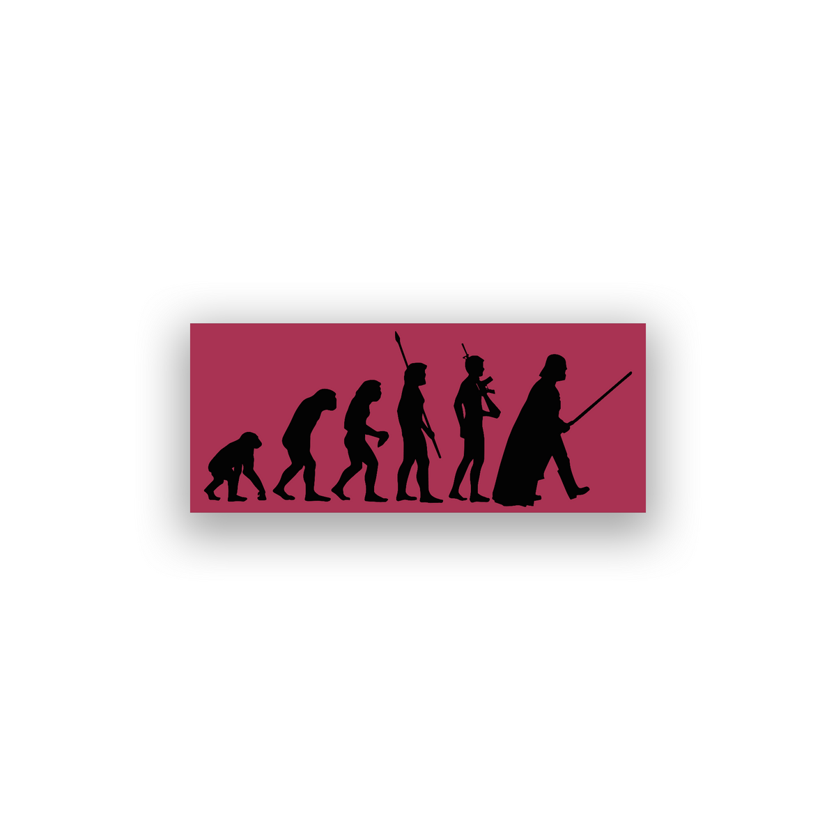 Star Wars inspired vehicle badge featuring an evolution themed silhouette design ending with Darth Vader