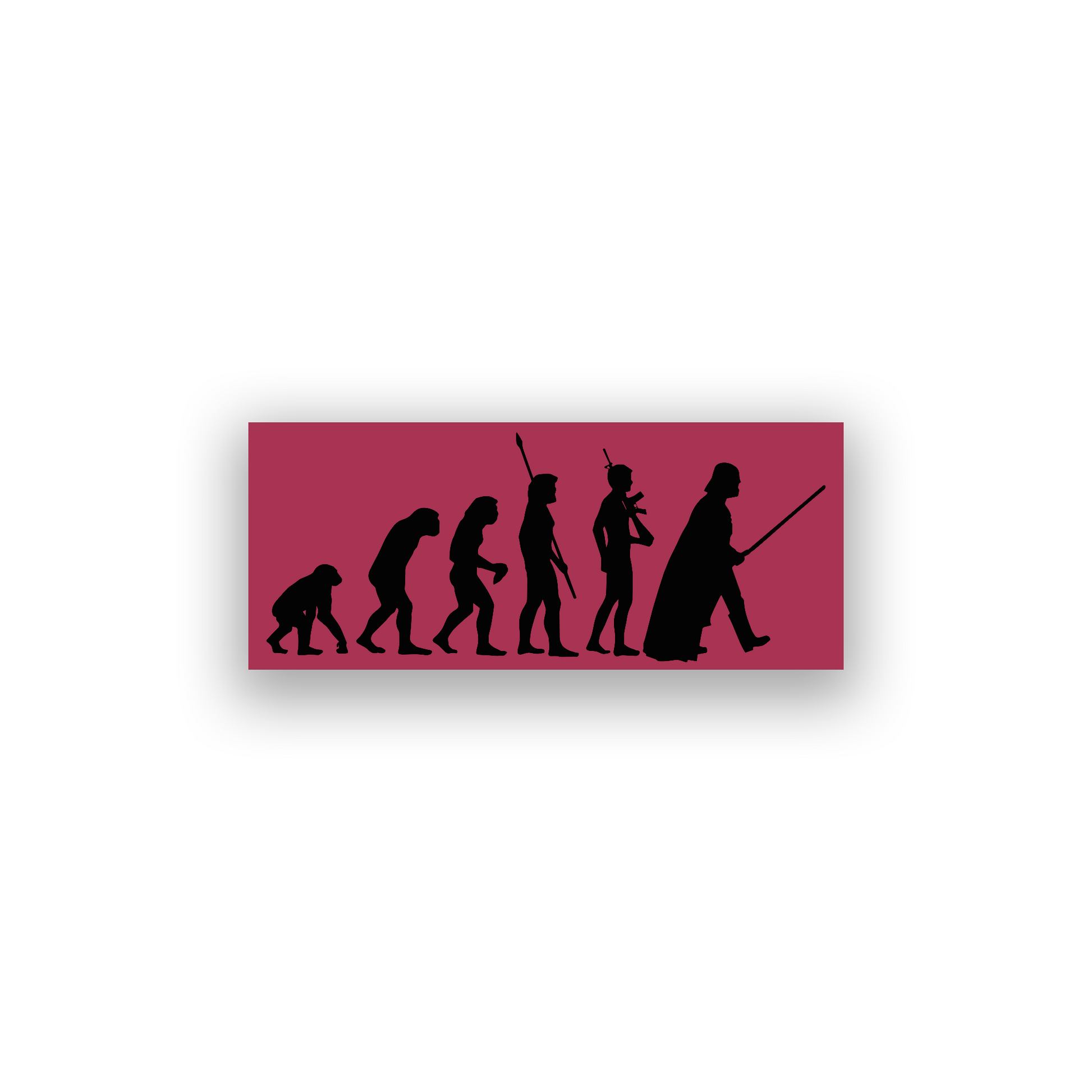 Star Wars inspired vehicle badge featuring an evolution themed silhouette design ending with Darth Vader