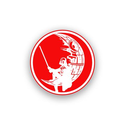 Custom Star Wars inspired Vader badge with bold engraved automotive styling