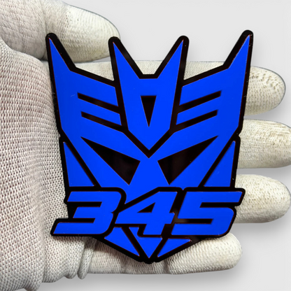 Robot mask 345 truck emblem with layered acrylic design