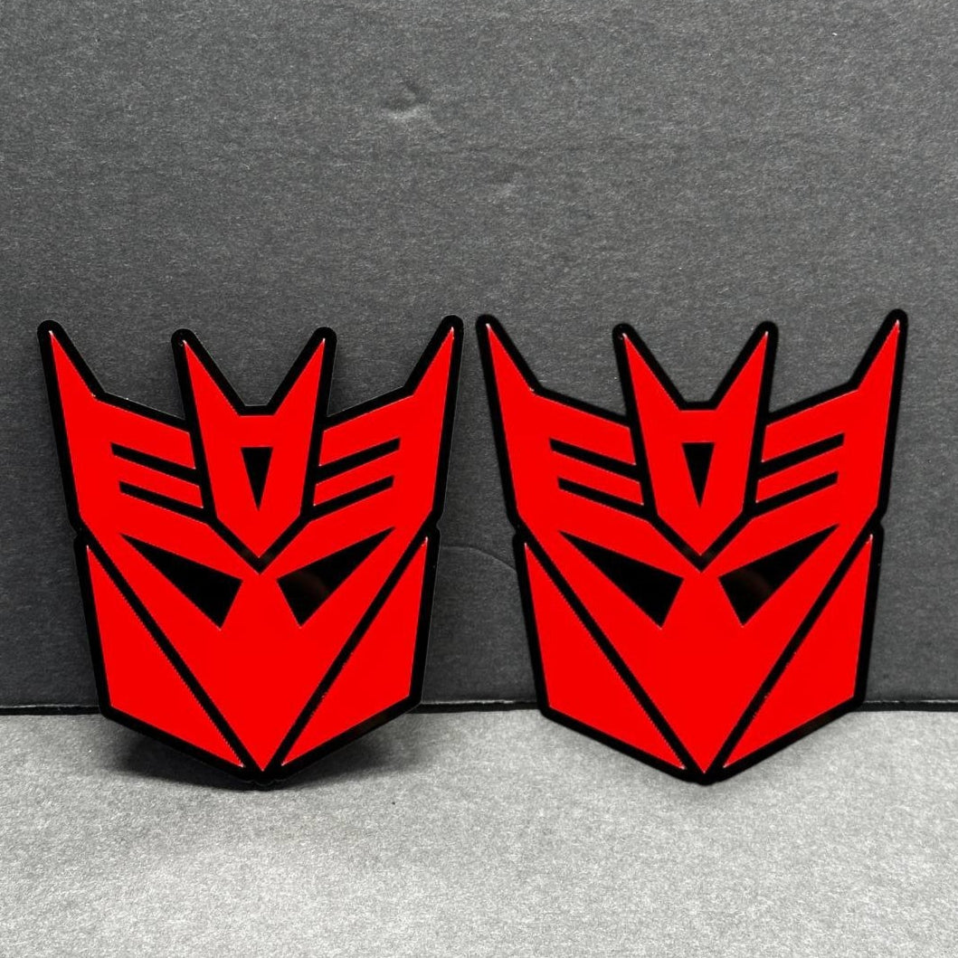 Decepticon car emblems – Transformers inspired 3D acrylic badges with multi-color options