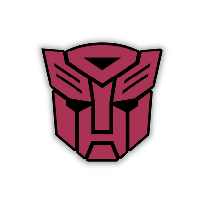 Engraved Decepticon automotive emblem with detailed robotic face design