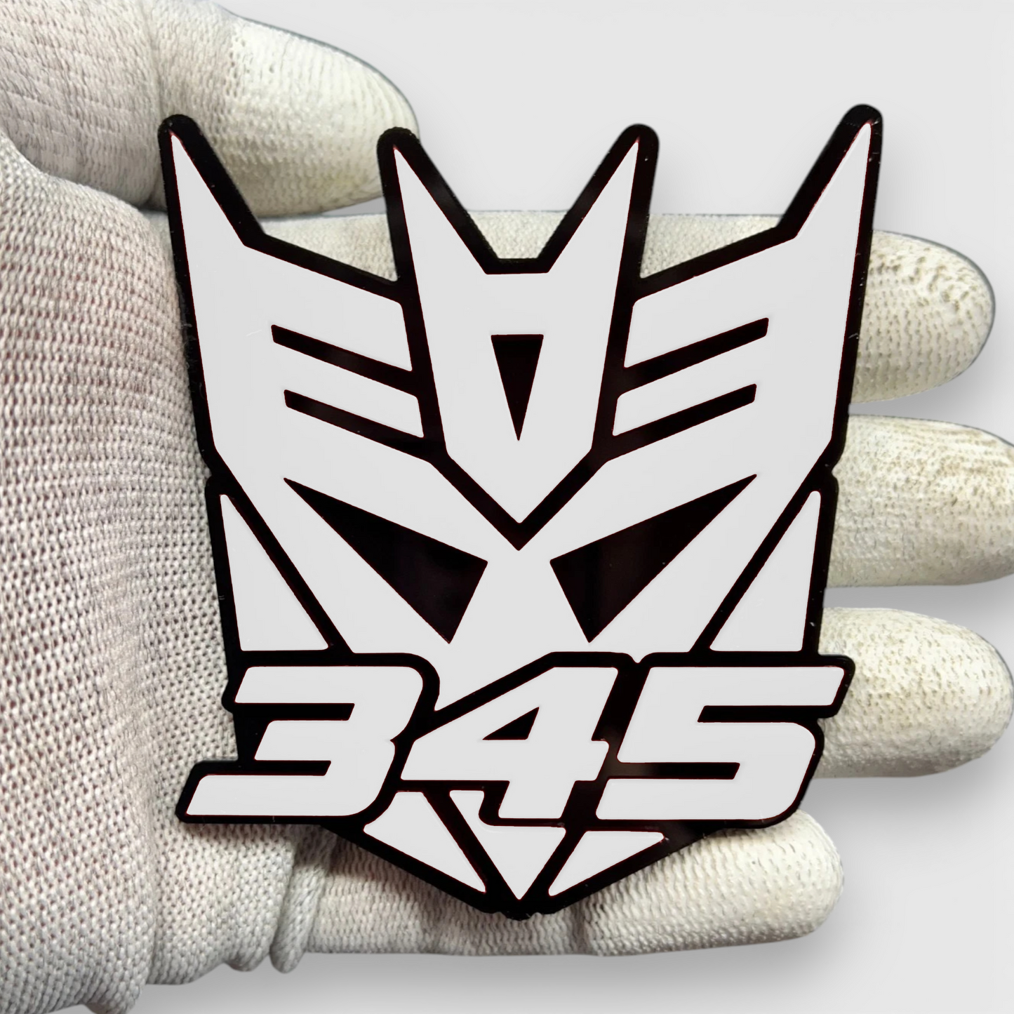 Custom Decepticon 345 fender badge for automotive styling