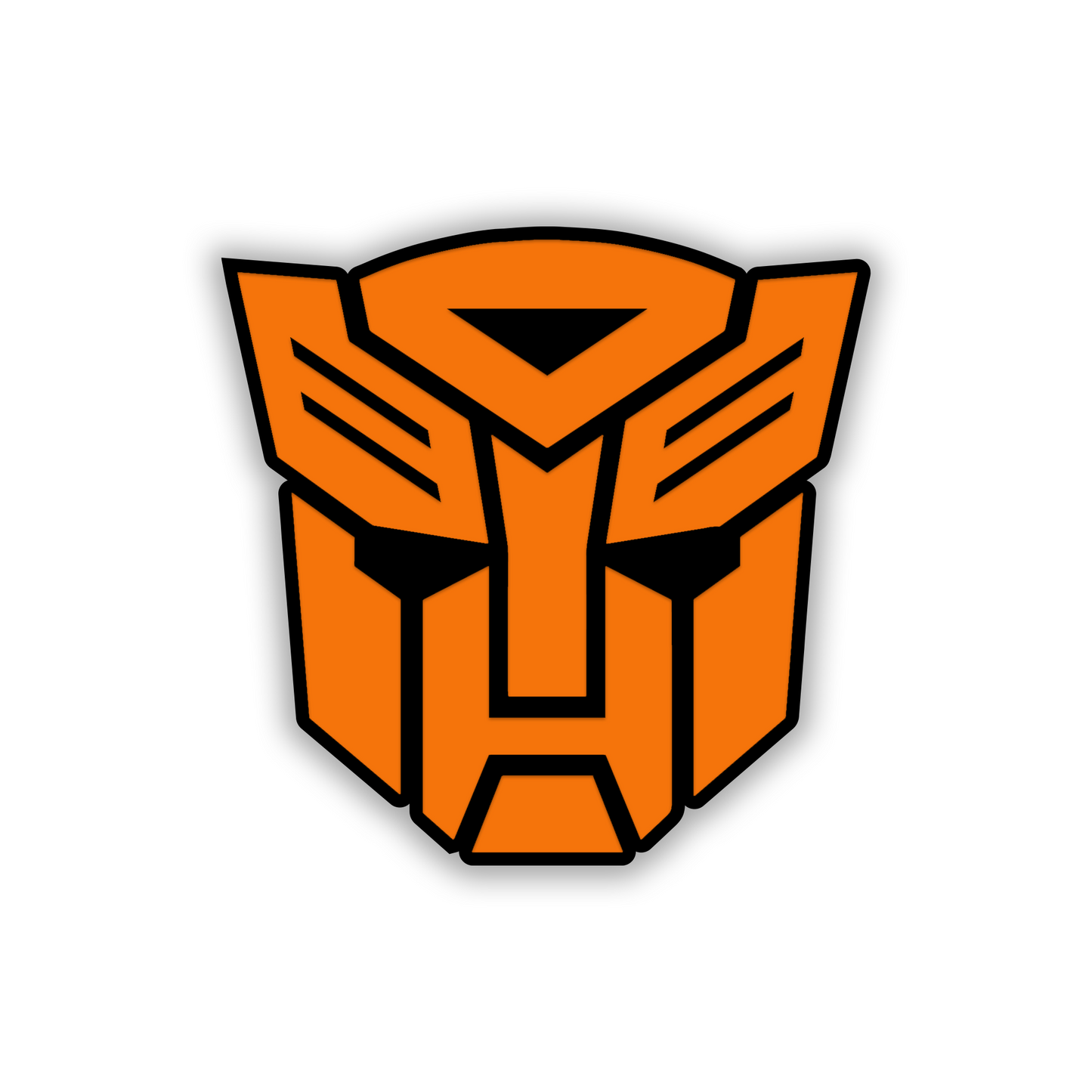 Decepticon style engraved automotive emblem with metallic silver finish