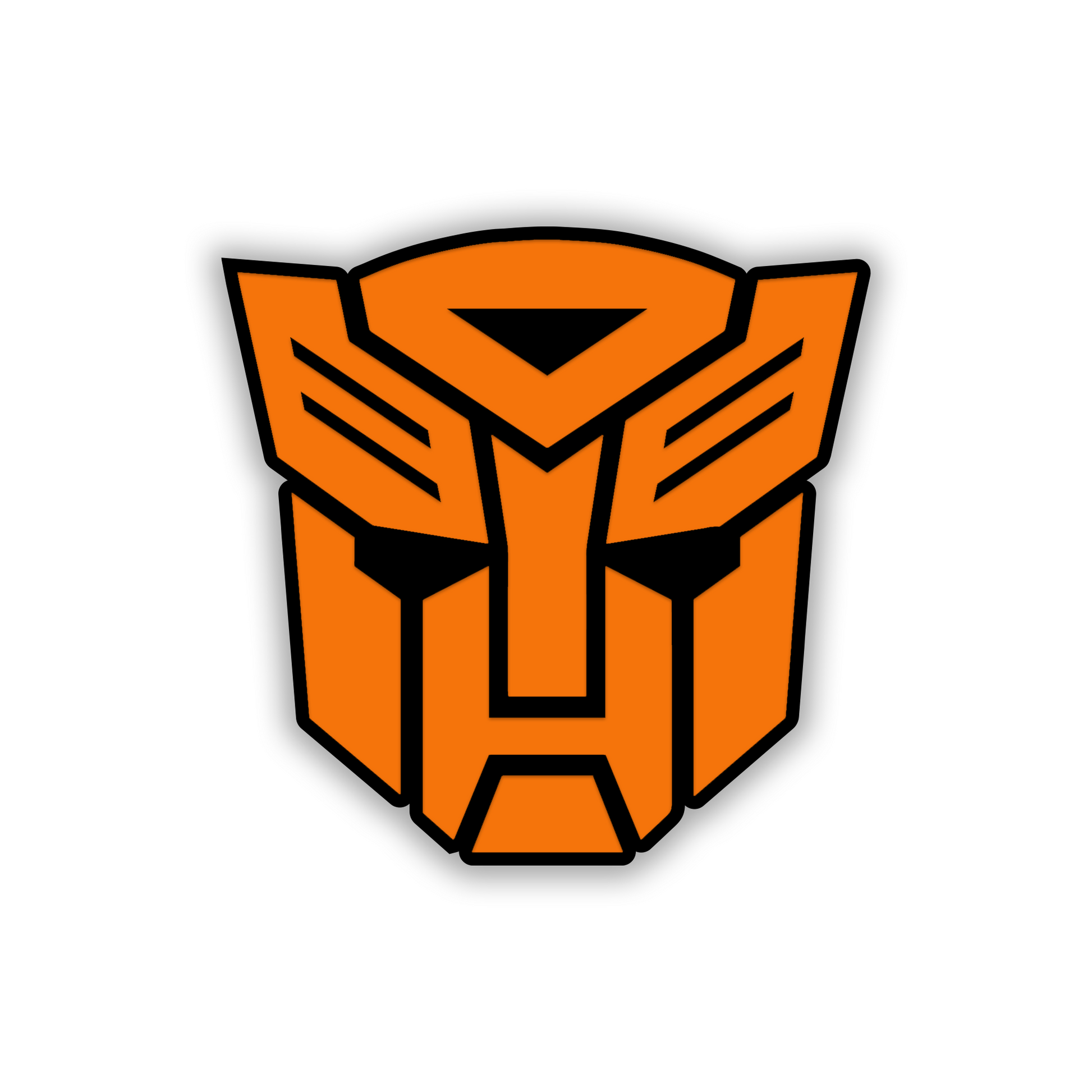 Decepticon style engraved automotive emblem with metallic silver finish