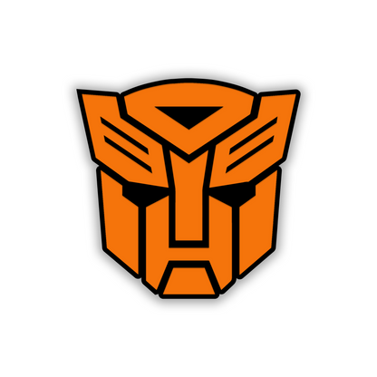 Decepticon style engraved automotive emblem with metallic silver finish