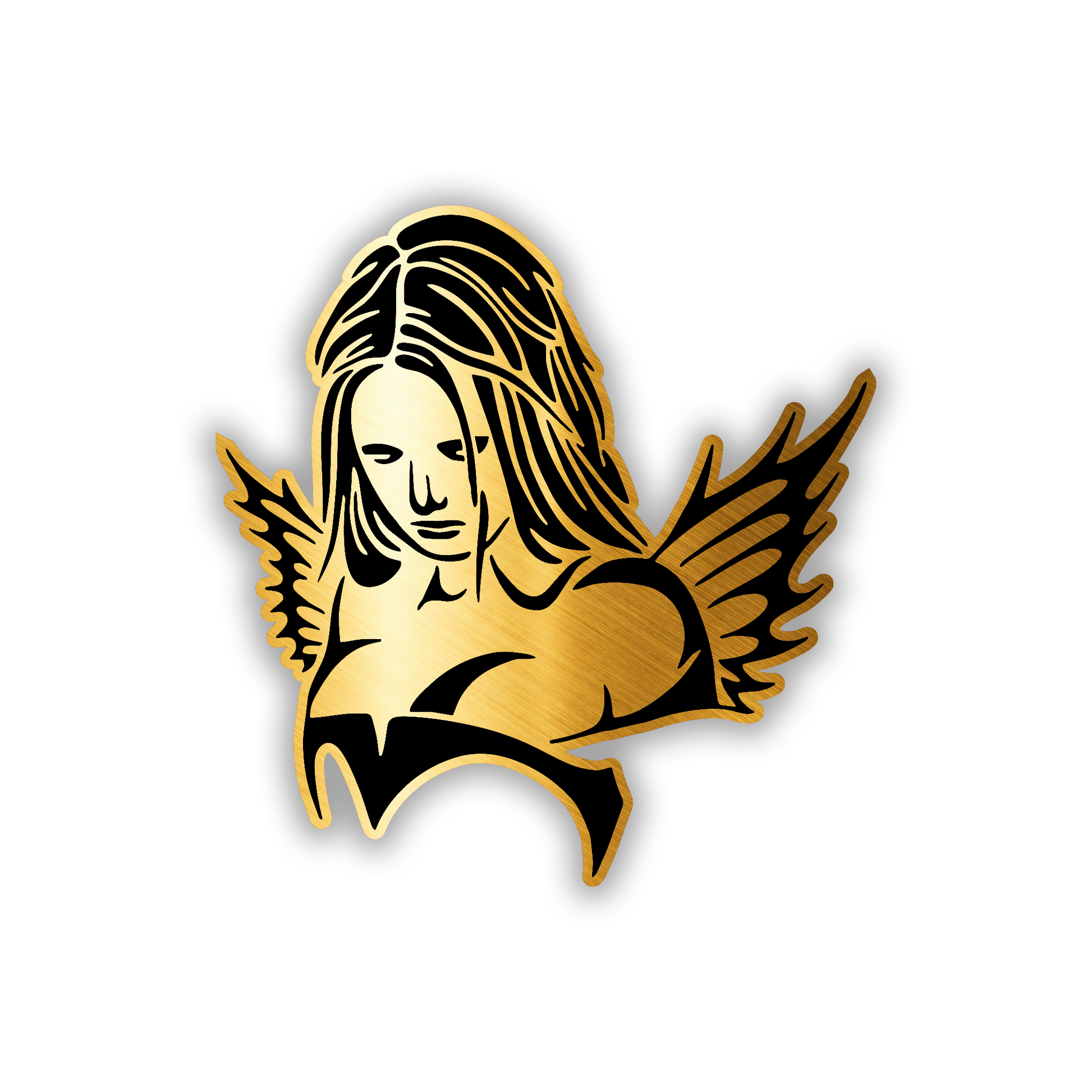 Devil Girl car exterior badge with detailed engraved design