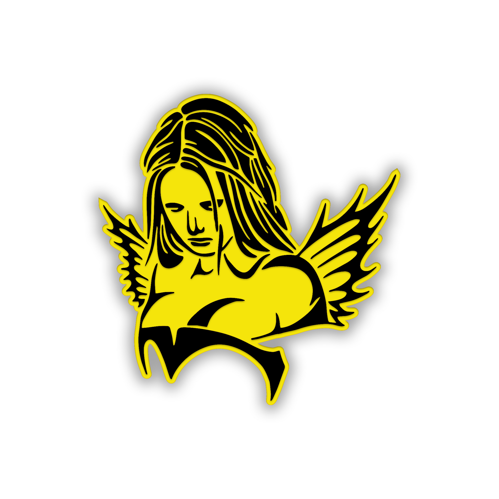 Devil Girl automotive emblem badge with engraved black details