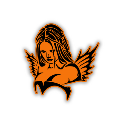Devil Girl car badge fender emblem with detailed wing design