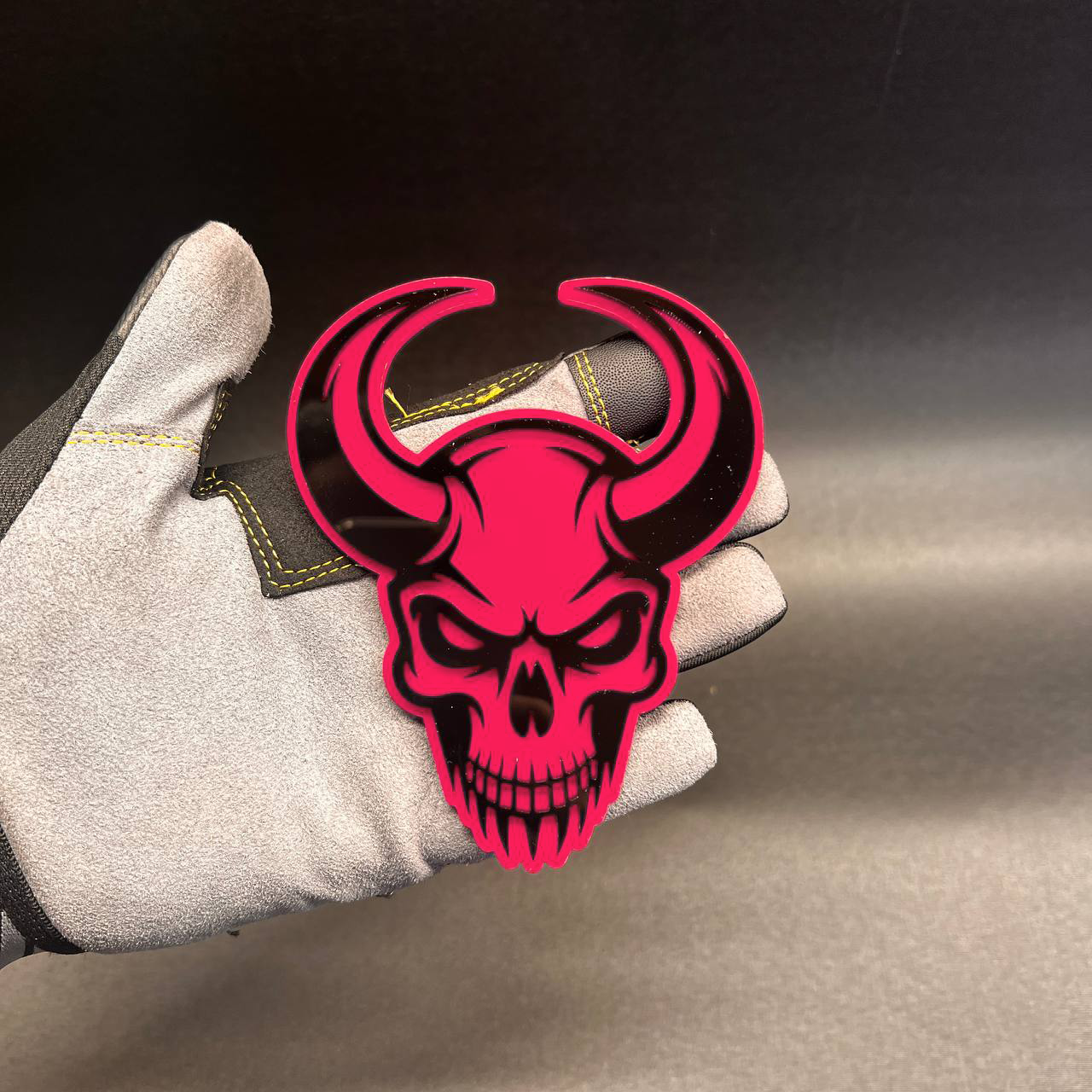 Devil skull car exterior decal with horned demon design