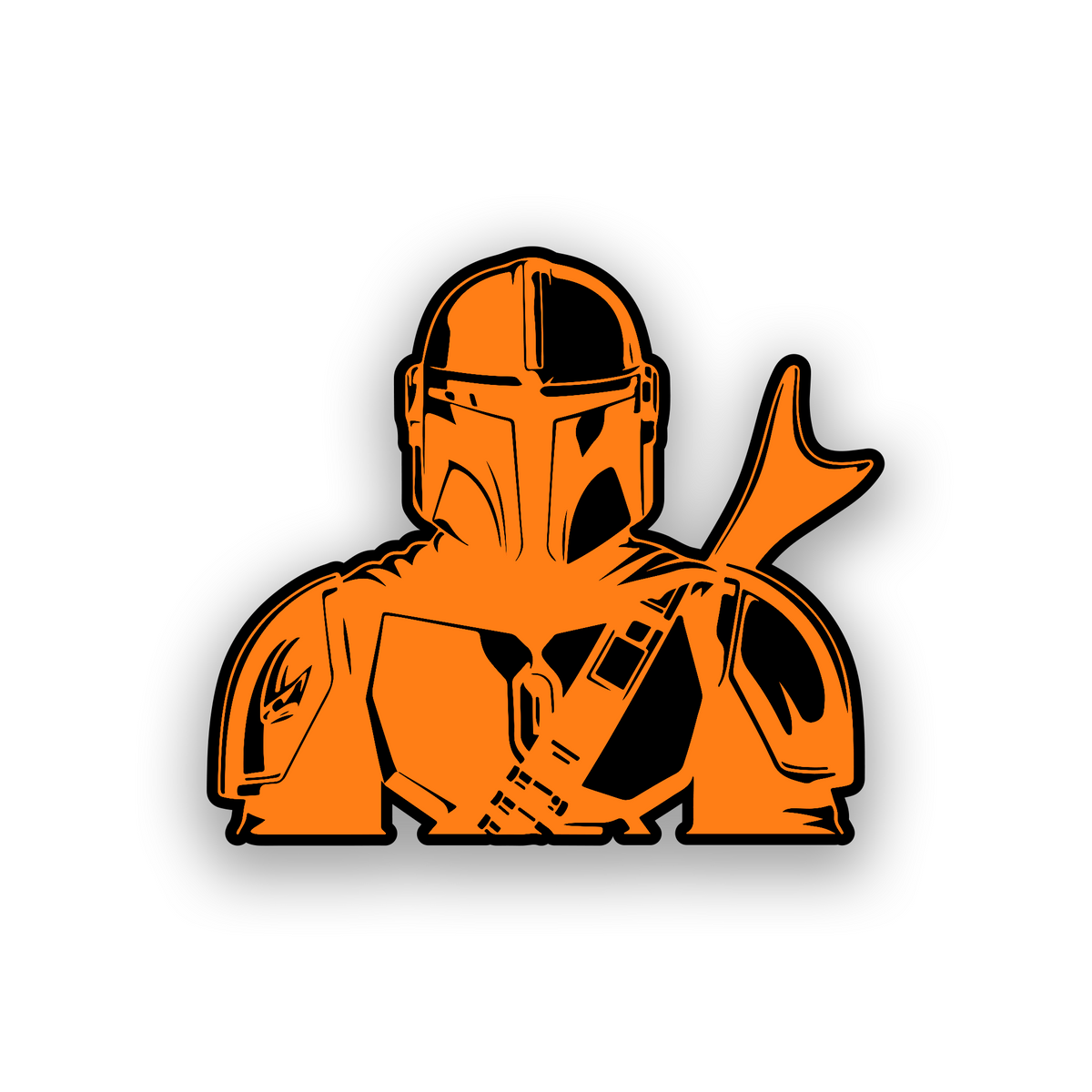 Custom Din Mandalorian inspired car emblem with bold engraved warrior design