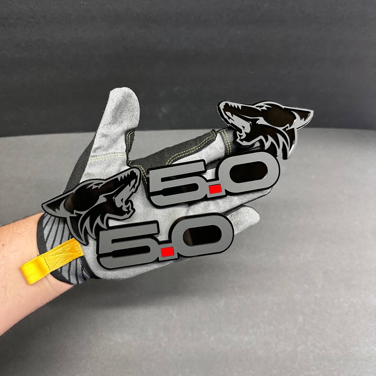 Dodge Ram 1500 5.0 Coyote style wolf head badge custom red acrylic emblem for truck grille upgrade