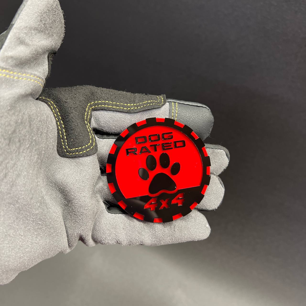 Dog rated 4x4 emblem on Toyota Tacoma TRD Pro offroad adventure build