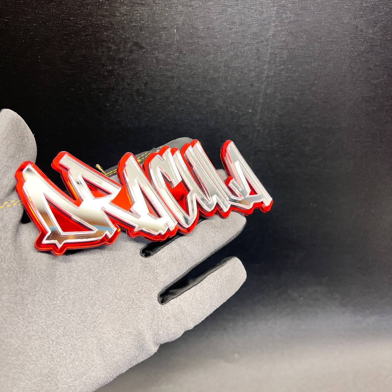 DRACULA graffiti-style car badge emblem with sharp custom lettering