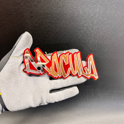 DRACULA Halloween-inspired car emblem designed for fender or tailgate decoration