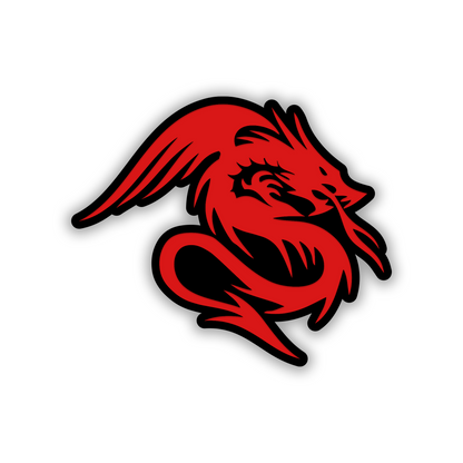 Dragon engraved automotive emblem in silver and black for custom exterior vehicle styling.