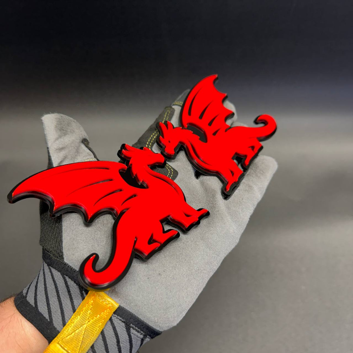 Dragon car badge with winged dragon design for custom automotive fender emblem