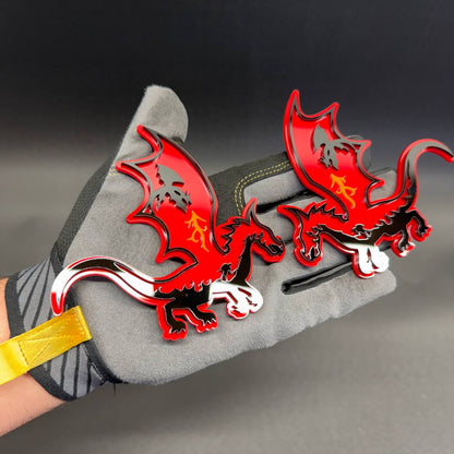 Red Dragon automotive badge with black details for Chevy Silverado Tahoe and Camaro