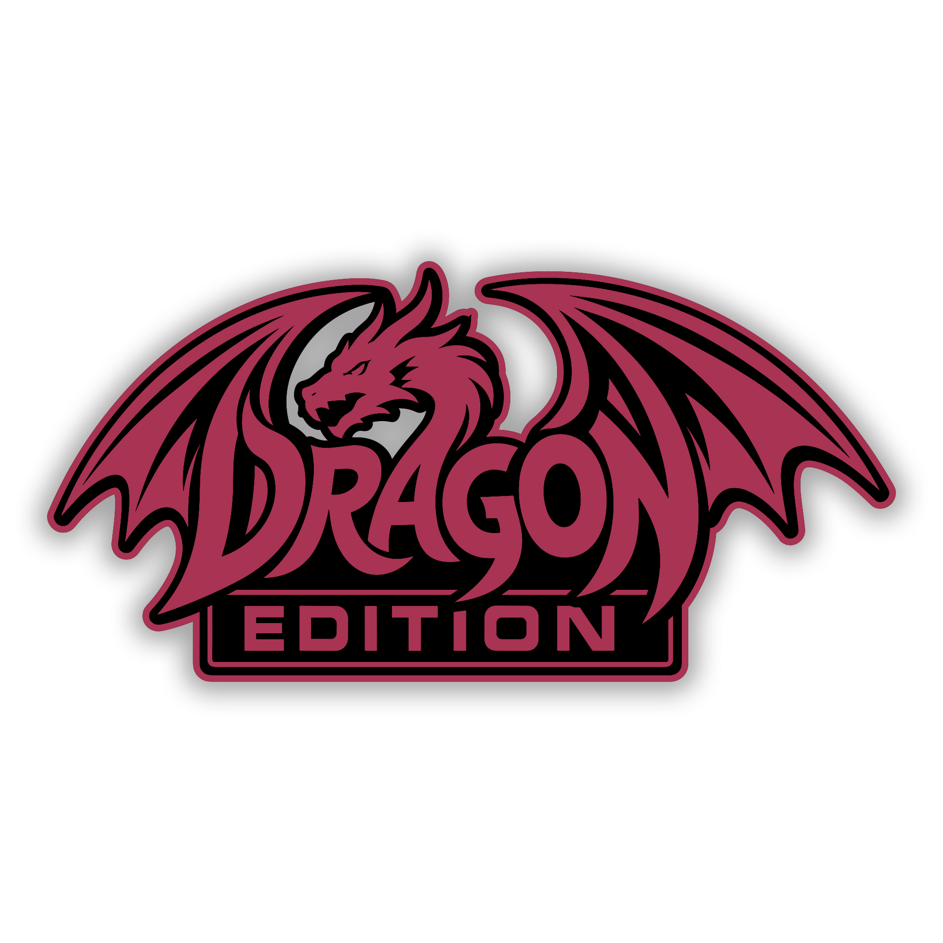 Engraved Dragon Edition automotive emblem in silver and black for car exterior customization