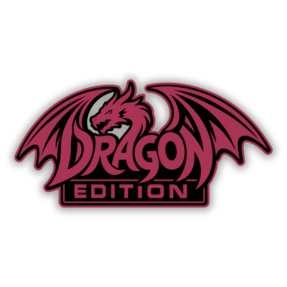 Engraved Dragon Edition automotive emblem in silver and black for car exterior customization