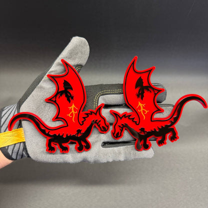 Custom Dragon car emblem in red and black for Ford Chevy Dodge Jeep and RAM vehicles
