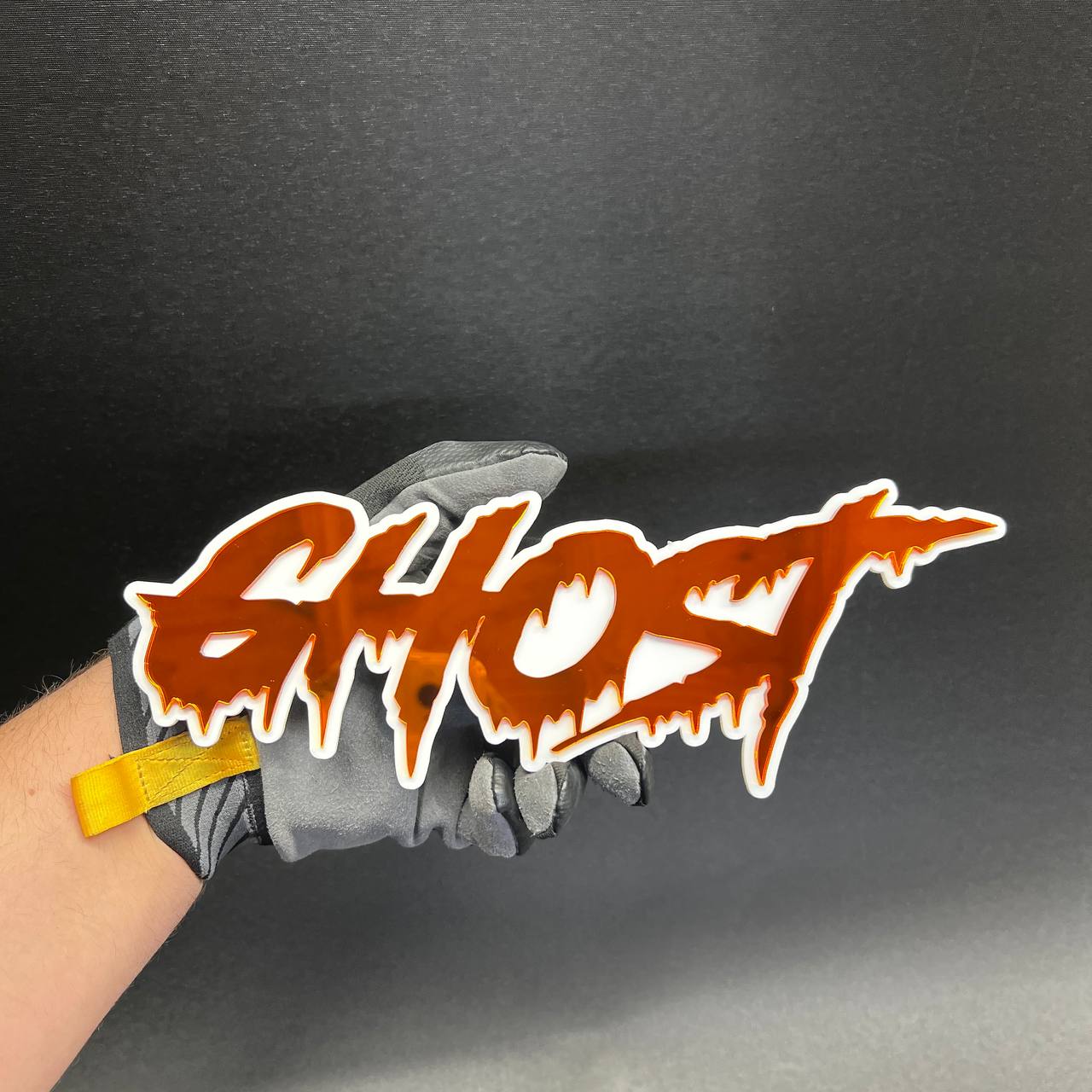 acrylic drip font badge blue high detail finish