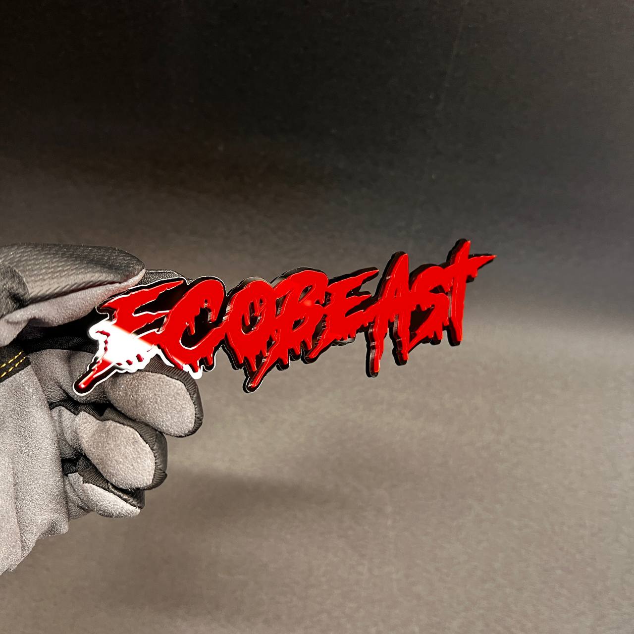 ECOBEAST drip style text car badge for custom exterior automotive decoration